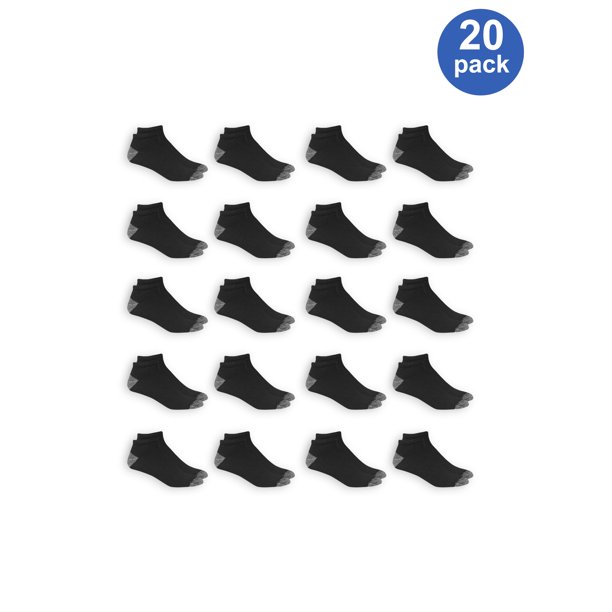 Athletic Works Men's Athletic Cushioned Low Cut Socks Value 20 Pack