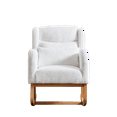 thumbnail image 5 of Upholstered Glider Rocking Chair with a Lumbar Pillow, Nursery Comfy Armchair with Safe Solid Wood Base and Side Pocket for Living Room Bedroom Balcony Home Office (Ivory), 5 of 8