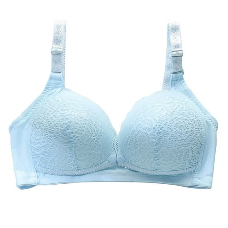 Yyeselk Nursing Bras for Women No Underwire Soft Comfort Maternity Bra Push Up Full Coverage Bras Breathable Pregnancy Bra Light Blue XXXL