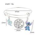 thumbnail image 3 of Disney-pulsera de película animada Lilo & Stitch para niña, brazalete con colgante de esmalte de puntada rosa, accesorios de joyería, regalos, 3 of 5