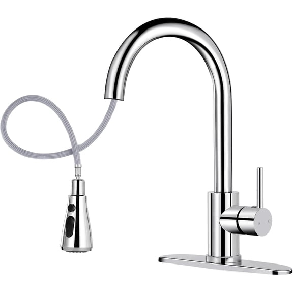 YUNMEIYI Kitchen Faucet with Pull Down Sprayer, Commercial Faucet for Kitchen Sink with Deck,Single Handle, Suitable for RV/Bar Sink Chrome