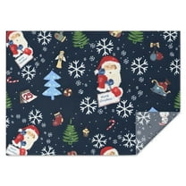 Dark Blue Christmas Santa Pattern Rectangle Tablecloth 60"x84",Waterproof Polyester Rectangle Table Cloth, Wipeable Spillproof Polyester Tablecloth for Dining, Camping, Indoor and Outdoor