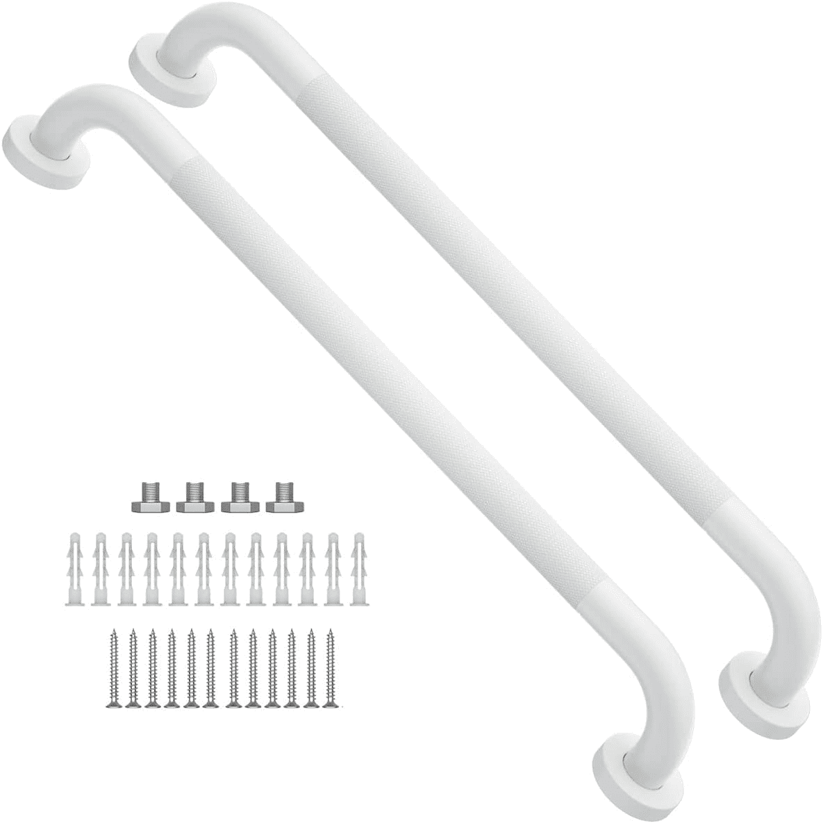 2 Pack 24 Inch Anti Slip Shower Grab Bar Handle, ZUEXT White Stainless