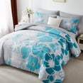 thumbnail image 2 of Davulos Floral Comforter Set Queen Size 7 Pieces Bed in a Bag Blue Flower Comforter and Sheet Set ,Soft Microfiber Complete Bedding Sets for All Seasons, 2 of 8