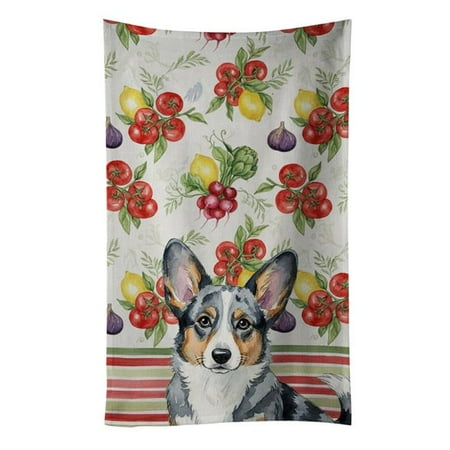 Carolines Treasures Unisex Adult Blue Merle Cardigan Welsh Corgi Vegetables Kitchen Towel - 25 x 15 in.