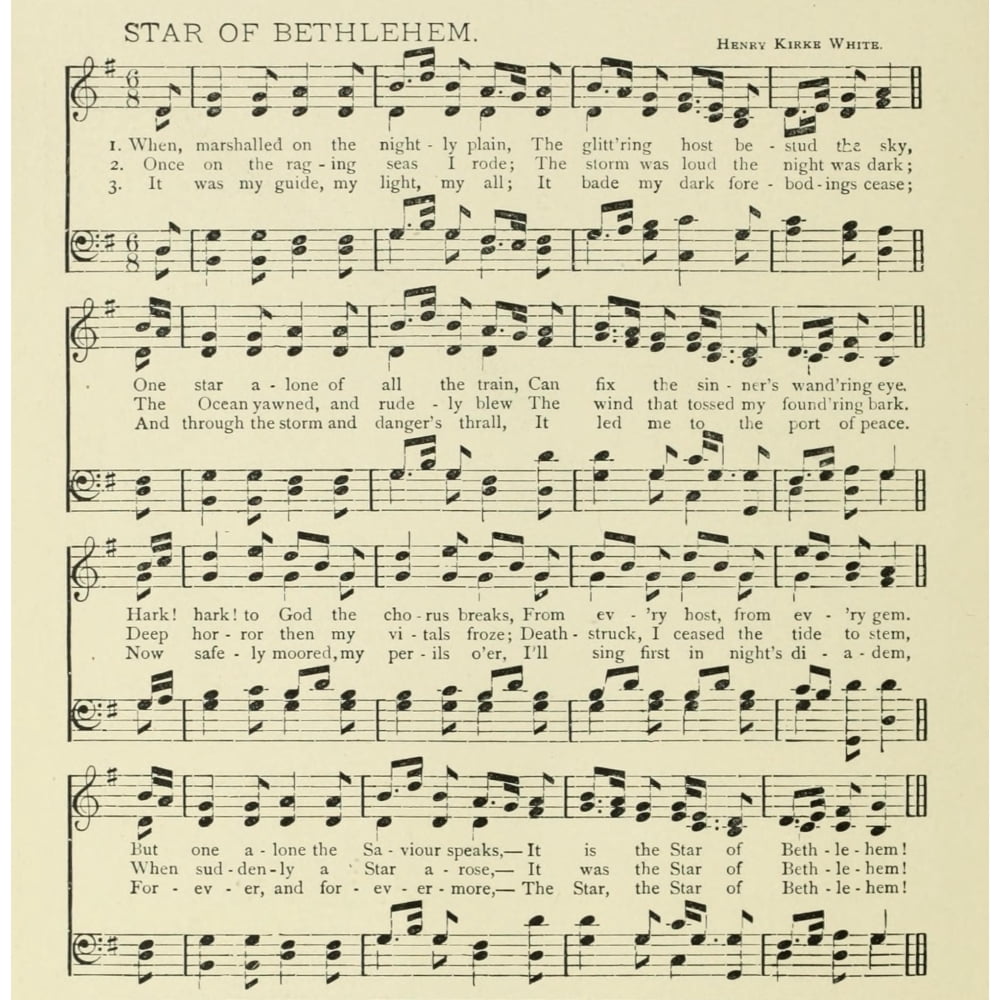 Star of Bethlehem Christmas in Song 1891 Poster Print (18 x 24) - Walmart.com - Walmart.com