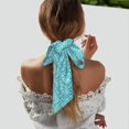 thumbnail image 6 of Tinted Cloth Long Strip Silk Scarf 46.9in×3.1in Soft, Silky, Shiny, Dustproof And Sunscreen For Daily Out Date Travel Photos Turquoise Moroccan Trellis Hand-Drawn Sketch_1, 6 of 6
