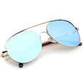 thumbnail image 5 of zeroUV Unisex Classic Brow Bar Semi-Rimless Colored Mirror Lens Aviator Sunglasses 57mm (Gold / Blue Mirror) - 57mm, 5 of 5