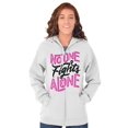 thumbnail image 5 of No One fights Alone Breast Cancer Zip Hoodie Sweatshirt Women Brisco Brands S, 5 of 6