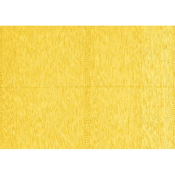Ahgly Company Machine Washable Indoor Rectangle Solid Yellow Modern Area Rugs, 7' x 10'