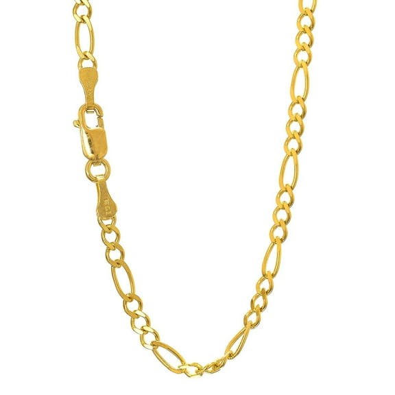 JewelStop 10k Solid Yellow Gold 3.7 mm Figaro Chain Necklace 18"