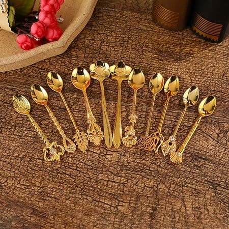 

Hadanceo Tea Spoon Heat Resistance Comfortable Grip European Style Rust-proof Polished Tulip Pentastar Coffee Spoon for Dining Room