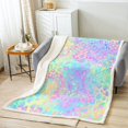 thumbnail image 2 of Girls Colorful Leopard Sherpa Blanket Safari Cheetah Print Fleece Throw Blanket Modern Leopard Design Plush Blanket for Boys Girls Kids Room Decor Lightweight for Sofa Bed Couch,Throw 50x60 Inches, 2 of 6