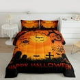 thumbnail image 2 of Feelyou Gothic Pumpkin Ghost Queen Comforter Set for Kid, Black Orange Bedding Sets, Happy Halloween Style Reversible Bedding Comforter Set, Ultra Soft Home Decor, 3pcs, 2 of 8