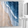 thumbnail image 4 of Ombre Blue Wave Watercolor Fabric Shower Curtain Beach Oil Painting Washable Shower Curtains for Bathroom, Waterproof Bath Curtain with Hooks Home Decor 72x84in, 4 of 8