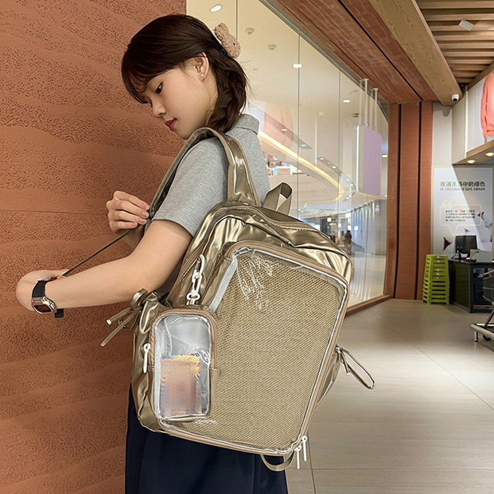 Hzzsbu Ita Bag Clear Backpack Heavy Duty PVC Transparent Backpack Multiple Pockets Bookbag for Concert Work Security Travel Festival