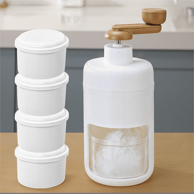 Manual Ice Crusher Shaved Ice Machine 500ml 304 Blade Small Portable Hand Crank Manual Ice Crusher Shaver Snow Cone Maker Kitchen Tool