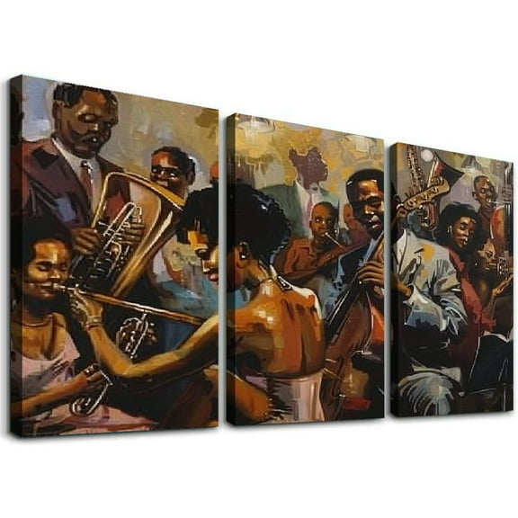 Ullo0ord Posters Abstract Painting - African Wall Art - African Women Art - Jazz Canvas Art - Framed Canvas - Black Canvas Art Poster And Wall Art Picture Print Modern Family Bedroom Decor