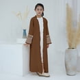 thumbnail image 2 of KAUOD Kids Abaya Muslim Dress Boys Girls Open Front Eid Prayer Thobe Plain Long Sleeve Soft 𝐈slamic Traditional Clothes, 2 of 8