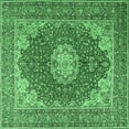 thumbnail image 1 of Ahgly Company Indoor Square Medallion Emerald Green Traditional Area Rugs, 4' Square, 1 of 4