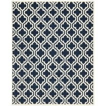 SAFAVIEH Chatham Henry Geometric Quatrefoil Wool Area Rug, Dark Blue/Ivory, 5' x 5' Square