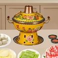 thumbnail image 1 of Pot caliente de cobre Cloisonne Hot Pot, utensilios de cocina de cocina resistentes Shabu Shabu Hotpot Old Beijing Pot para Restaurantes para el Hotel Amarillo, 1 of 8