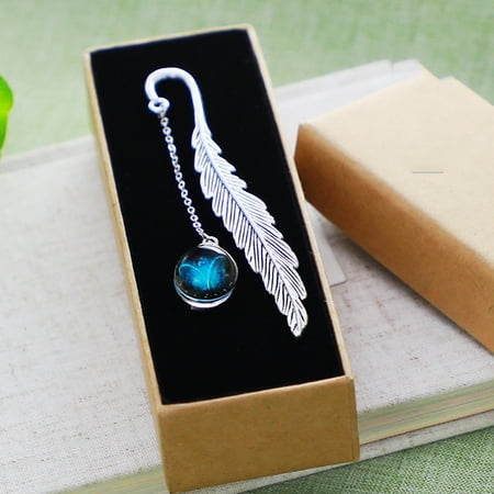 

Birthday Constellations Metal Feather Bookmark Luminous Pendant Is Practical Creatives Gift for Readers Student Friend