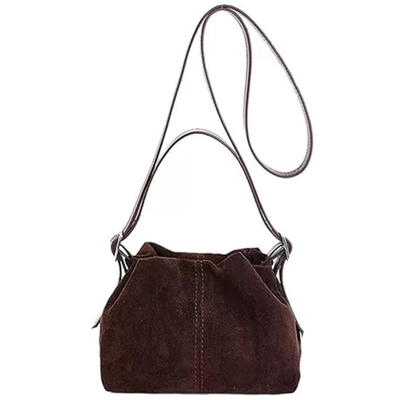 Vintage Suede Hobo Handbag, Detachable Strap Soft Crossbody Shoulder Purse for Women