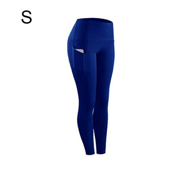 Leggings High Waist Yoga Stretch Pants Fitness Sports Woman Outfits, Blue, S