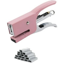 Yhmxh Small Hand-held Stapler Set, Pink Plier Stapler with No.10 750Pcs Staples Set, Mini Desktop Stapler Cute Manual Stapler for Office Home Desk Accessories Supplies (Pink)