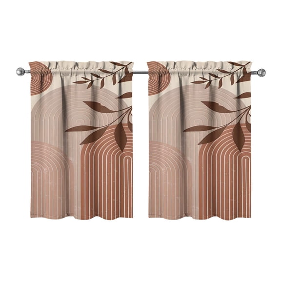 Vintage Modern Abstract Geometric Lines Boho Tier Cafe Curtains for Bathroom Living RV Rod Pocket Window Drapes 36 Inch 2 Panels Set 28"x36" 2 Panels Window Treatment Tiers