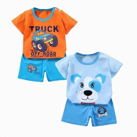 mgoYE Boys Toddler Clothes Girl Clothes Short Sleeve T-shirts and Shorts Dinosaur Shorts Set 4Pcs Cute Baby Boy Outfits for 3 6 12 18 24 Months 3T 4T 5T 6T 7T 8T Size 3-6 Months