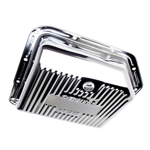 Trans Dapt Auto Trans Oil Pan 9122 Chrome Transmission Pan; TH350; Stock Capacity; Finned Chrome; With Drain Plug