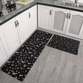 thumbnail image 2 of Black Christmas Candy Cane and Snowflake Pattern Kitchen Rugs Sets Of 2,Anti Fatigue Kitchen Mat Rugs Non Slip Washable,Decorative Kitchen Floor Mats for Kitchen,Sink,Laundry,17"x30"+17"x47", 2 of 7