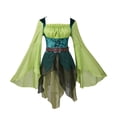thumbnail image 2 of Medieval Dress for Women Long Lace Up Bell Sleeve Square Collar Renaissance Asymmetrical Skirt Green 2XL, 2 of 9