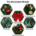 thumbnail image 7 of 24" Christmas Wreath with Timer LED Lights and Ball Ornaments- Artificial Prelit Door Wreath Garland Battery Operated - Including Wreath Hanger, 7 of 7