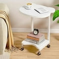 thumbnail image 3 of Panda Shaped End Table Round,C Shaped Couch Tray End Tables,Sofa Side Tables with Wheels, C Shaped Side Table for Living Room,Bedroom,Hospital and Small Space,White & Black, Portable Mobile Desk Side, 3 of 6