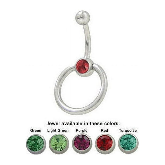 Door Knocker Belly Button Ring with CZ Gem