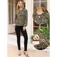 thumbnail image 2 of DARING DIVA Women's Long Sleeve Smocked Tie Neck Casual  Blouse XS Leopard Print, 2 of 6