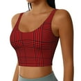 thumbnail image 2 of Goofa Red Black Houndstooth Printed Sports Bras for Women, High Impact Running Bra Workout Crop Tank Tops Longline Sports Bra Push up-, 2 of 9