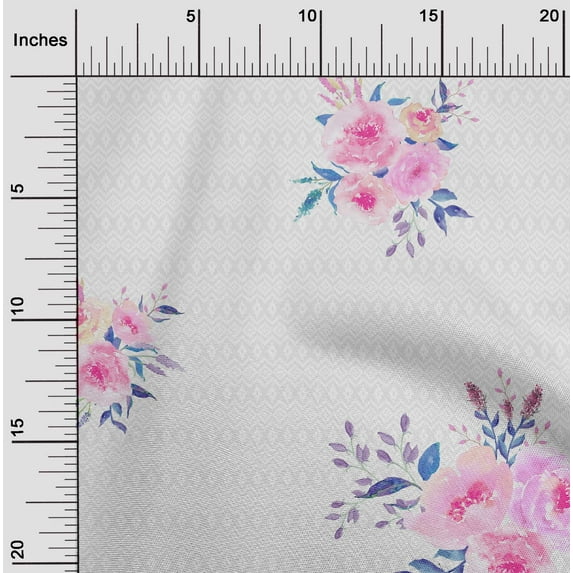 oneOone Viscose Chiffon Fabric Geometric|Watercolor Leaves & Peony Floral Print Fabric BTY 42 Inch Wide