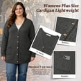thumbnail image 3 of TEMOFON Cardigan Sweaters for Women Plus Size Clothes Long Sleeve Buttons Down with Pocket Lightweight Open Front Outerwear Fall Grey 5XL, 3 of 6