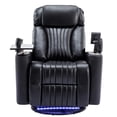 thumbnail image 6 of EUROCO Overstuffed Electric Home Theater Seating ,PU Leather 270°Power Swivel Recliner with Hidden Arm Storage, LED Light Strip,Cup Holder,360° Swivel Tray Table,and Cell Phone Holder for Living Room, 6 of 11