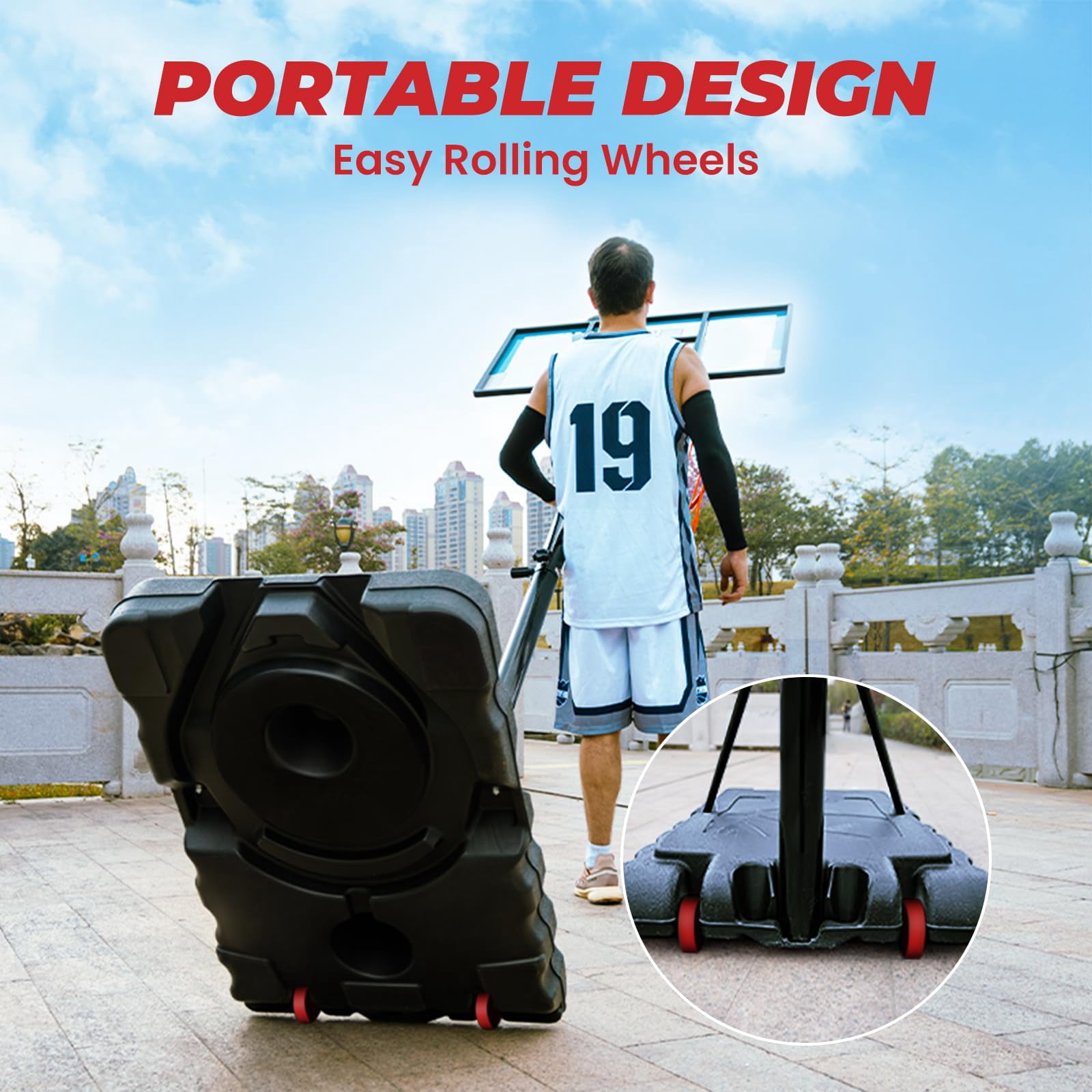 Portable Basketball Hoop  5.6-10ft Adjustable Goal System 40/44 Inch Outdoor & Goals For And Adults In The Backyard Driveway With Pc Backboard
