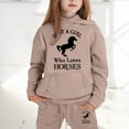thumbnail image 2 of shqvo Just A Girl Who Loves Fall Long Sleeve Shirt Girls Hoodie Outfits 2pc Set Kids Hooded Sweatshirt with Sweatpant Comfy Casual Outfit Loungewear Horse Gifts for Girls 8-12, 2 of 4
