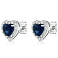 thumbnail image 4 of Gem Stone King 925 Sterling Silver Heart Shape Halo Cubic Zirconia Earring for Women (2.32 Cttw. 5MM Center Stone), 4 of 7