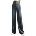 thumbnail image 2 of Idoravan Women's Fashion Casual Full-Length Loose Pants Solid High Waist Trousers Long Straight Wide Leg Pants, 2 of 6