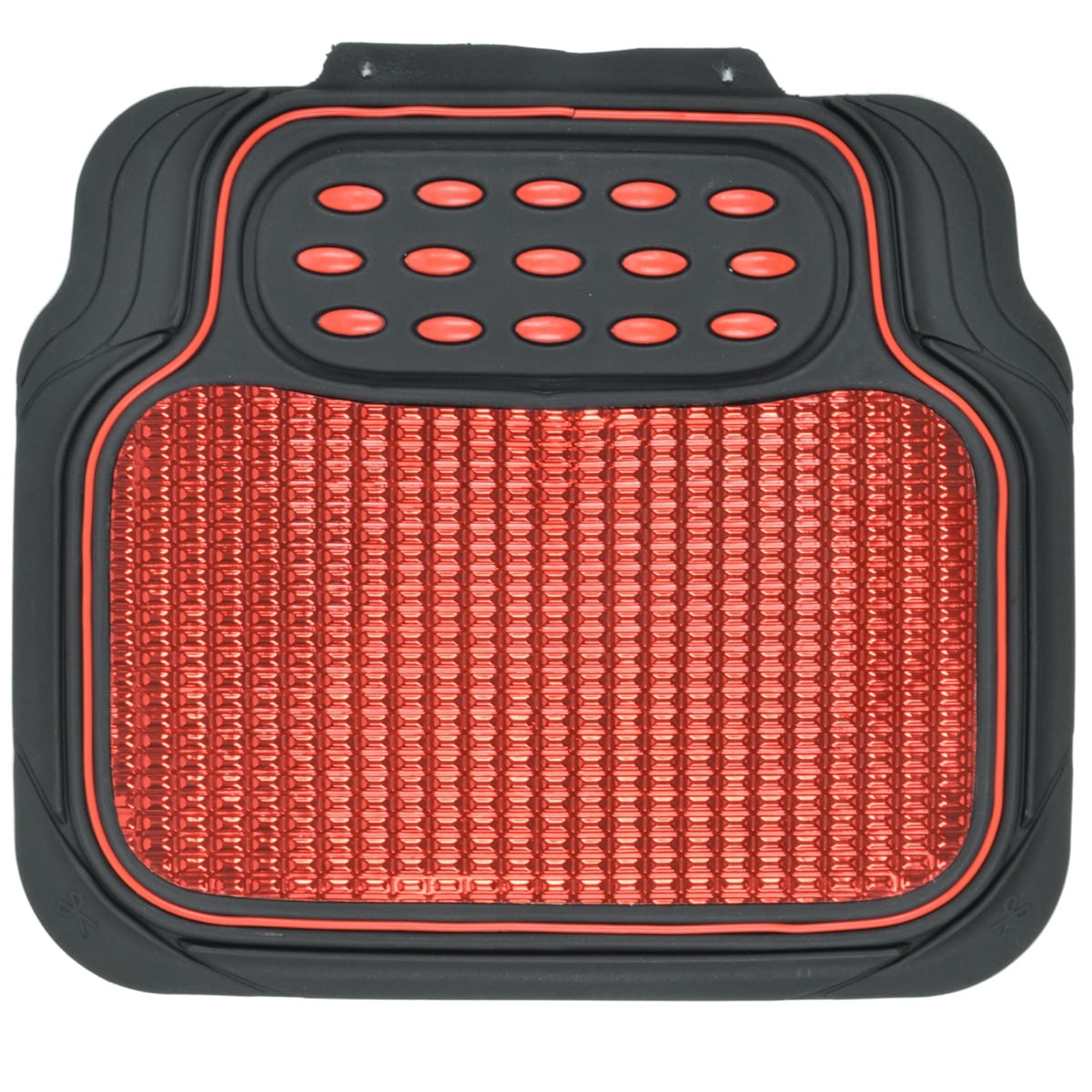 BDK 2 Tone Black & Red Floor Mats for Cars - Metallic Top Finish Car Mats for Women & Men - Heavy Duty Red Car Accessories for SUV - Anit Slip All Weather Cute Mats for Cars, SUV, & Van