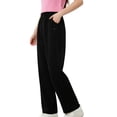 thumbnail image 4 of FSYBOA Girls Wide Leg Sweatpants, Relaxed Fit Open Bottom Elastic Waist Soft Fall Pants Black Size 10-11T, 4 of 6