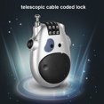 thumbnail image 3 of Wosthever Candado con código telescópico, Cable de acero de vaca de dibujos animados, candado con contraseña de alta resistencia, mochila, Bicicletas eléctricas Plata, 3 of 6